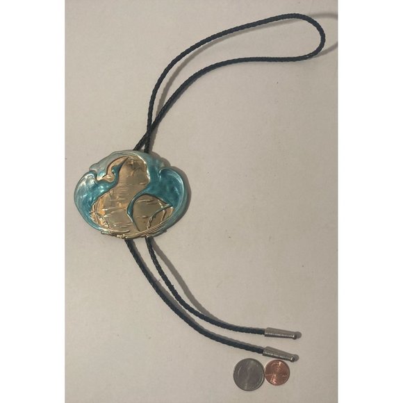 Vintage Metal Bolo Tie, Nice Swan, Goose, Duck Design, Nice Western Design, - Picture 4 of 5